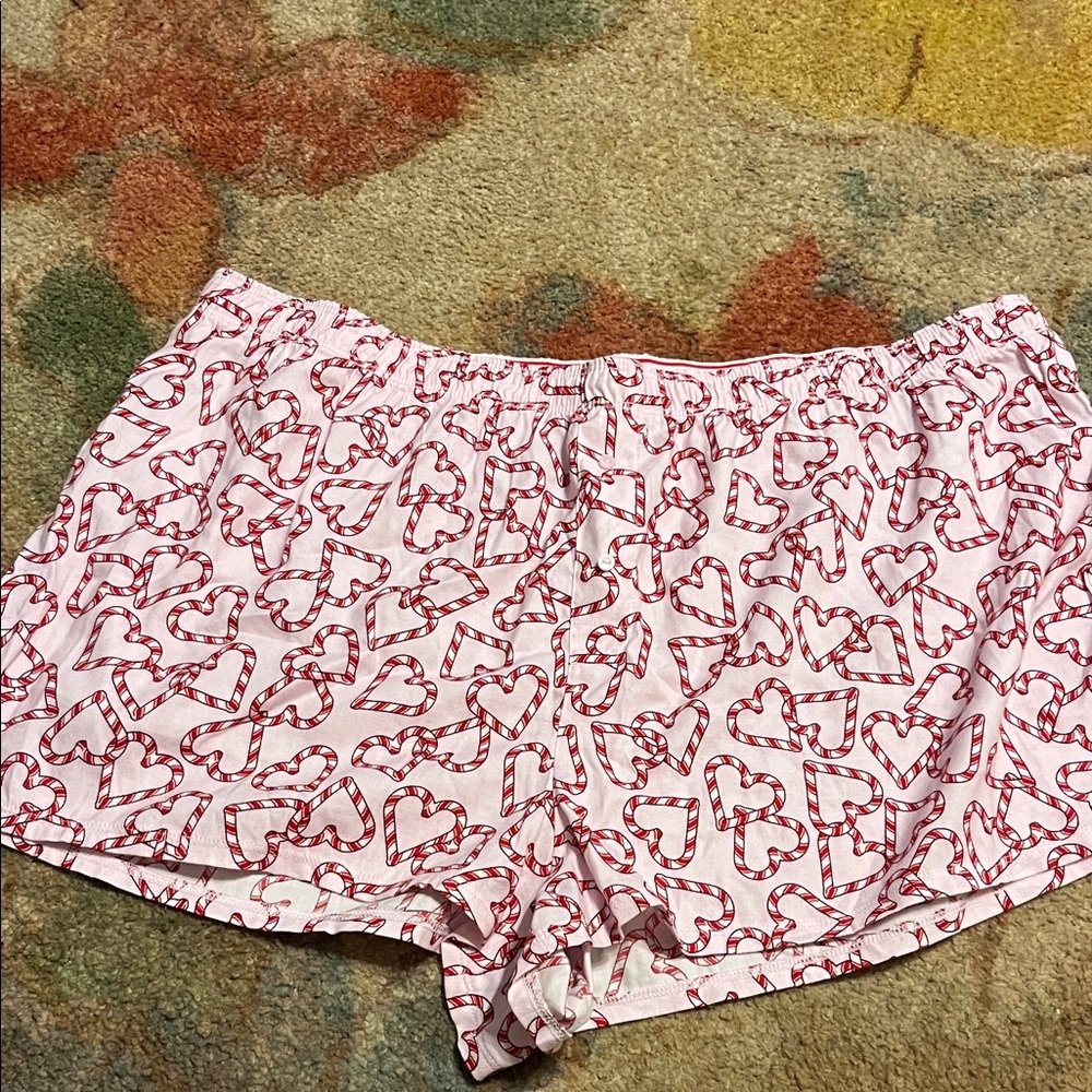 Red and White Heart Patterned Boxers/sleep shorts.